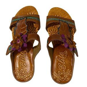 Elite‎ by Corkus COURTNEY Womens Tooled Leather Sandals Size 6 Beachy Cruisewear